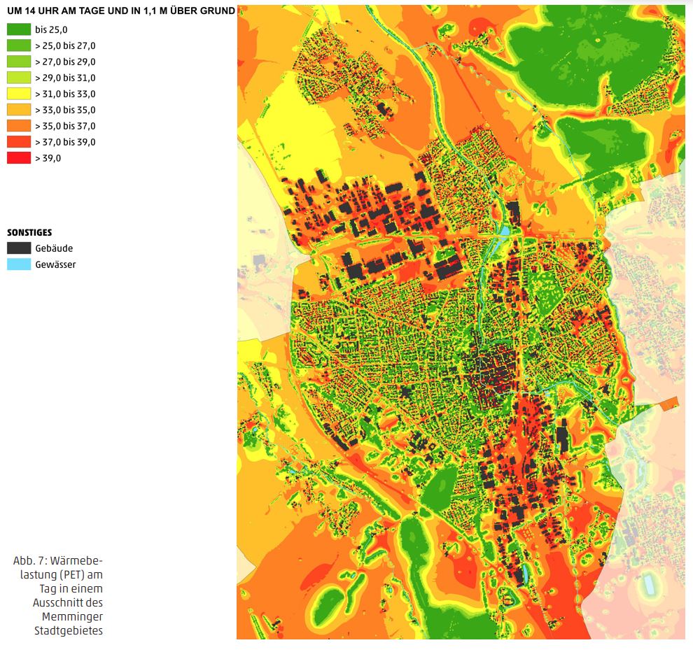 Grafische Darstellung zur Klimaanalyse im Memminger Stadtgebiet